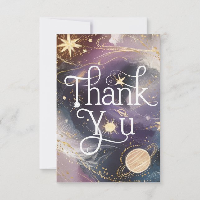 Carte De Remerciements Boho joyeux céleste cosmique (Devant)