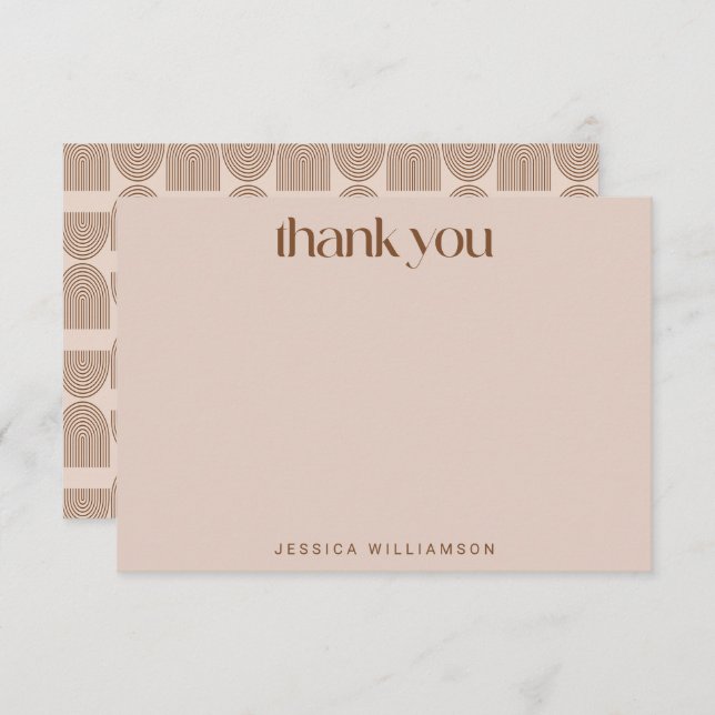 Carte De Remerciements Boho Lignes géométriques Terracotta Douche personn (Devant / Derrière)
