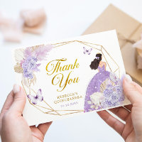 Boho Lilac Papillon géométrique Quinceañera Floral