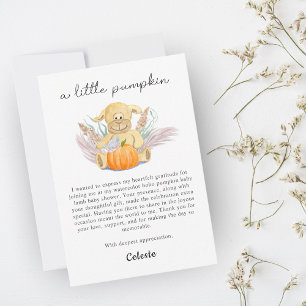 Carte De Remerciements Boho Little Lamb Citrouille Baby shower aquarelle