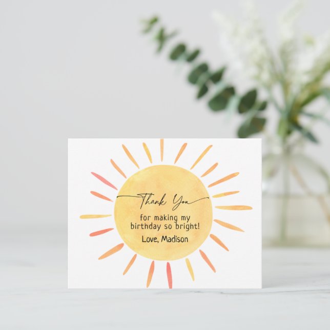 Carte De Remerciements Boho Little Sunshine Anniversaire (Debout devant)