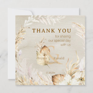 Carte De Remerciements Boho Moderne Floral Palmé