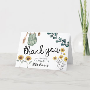 Carte De Remerciements Boho neutre du genre Baby shower aquarelle