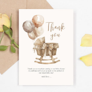Carte De Remerciements Boho Nursery Beige Balloons Révélation de genre