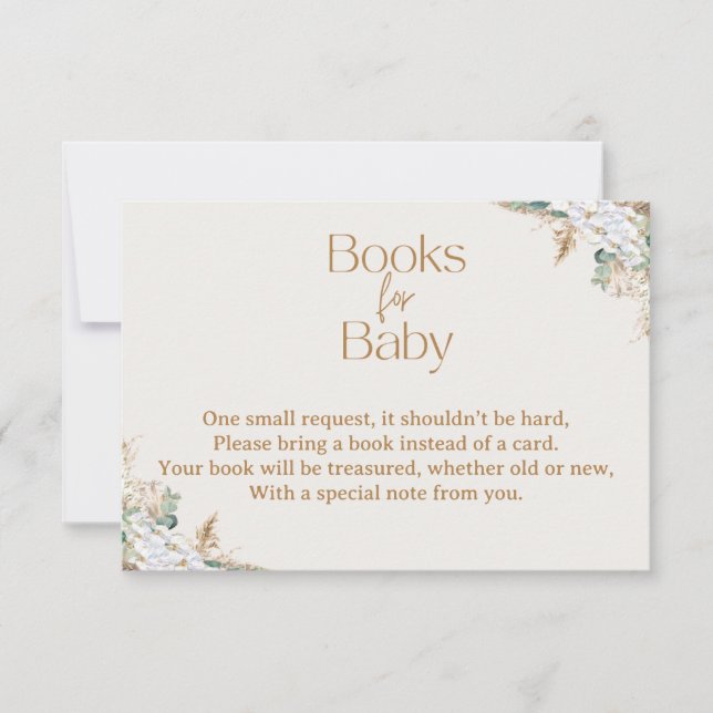 Carte De Remerciements Boho Pampas Grass Books for Baby Card | Neutral (Devant)