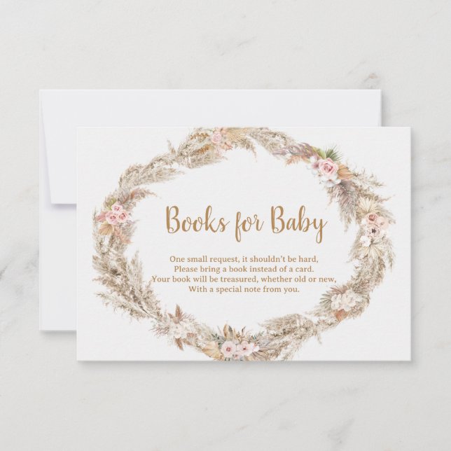 Carte De Remerciements Boho Pampas Grass Books for Baby Card | Neutral (Devant)