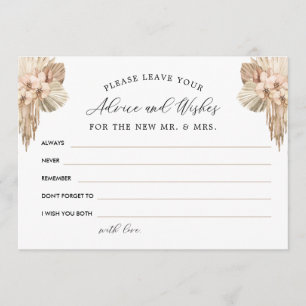 Carte De Remerciements Boho Pampas Grass Conseils et souhaits