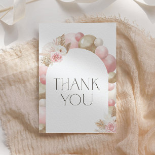 Carte De Remerciements Boho Pampas Grass Girl Baby shower