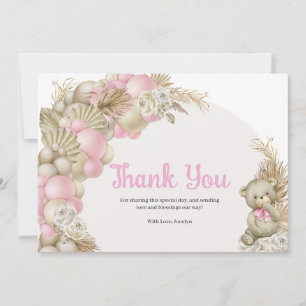 Carte De Remerciements Boho Pampas Grass Teddy Bear Baby shower