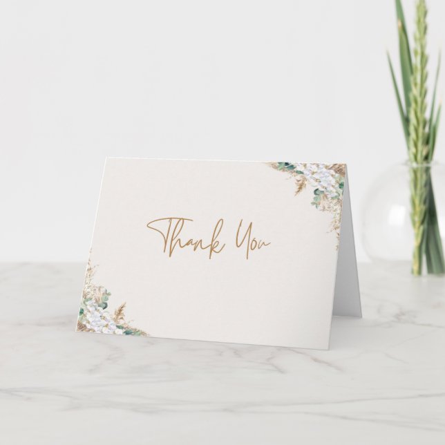 Carte De Remerciements Boho Pampas Grass Thank You Card | Neutral Beige (Devant)