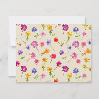 Carte De Remerciements Boho Pansies Fleur sauvage à la main
