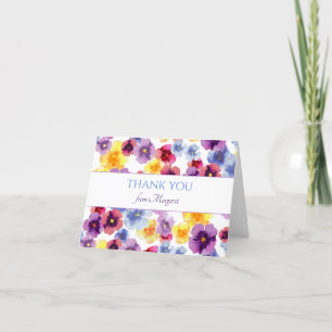 Carte De Remerciements Boho Pansy Fleur sauvage mignonne Élégante fête d'