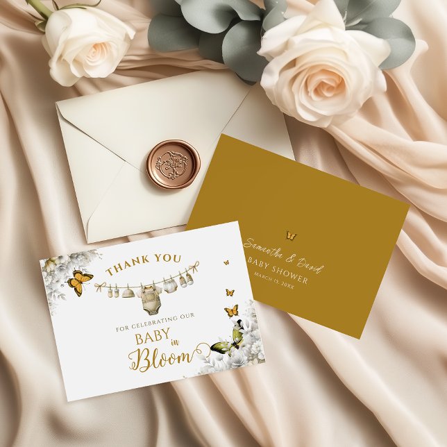 Carte De Remerciements Boho Papillon Bébé en Fleur (Créateur téléchargé)
