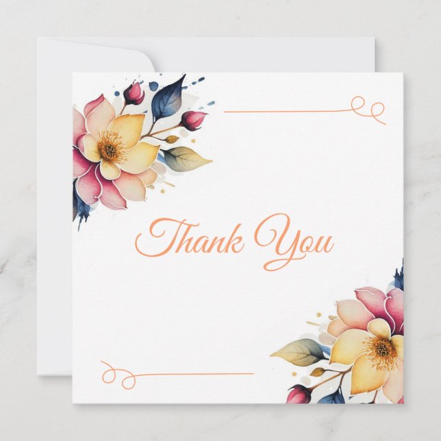 Carte De Remerciements Boho Peachy Floral (Devant)
