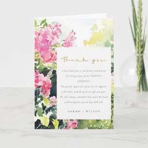 Carte De Remerciements Boho Pink Green Bougainvillea Mariage