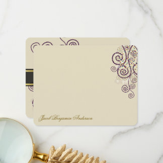 Carte De Remerciements Boho Purple Dots & Spirales Elégant Bar/Bat mitzva