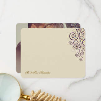Carte De Remerciements Boho Purple Dots & Spirales Élégant Mariage Photo