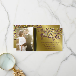 Carte De Remerciements Boho Purple Spirales Élégant Classy Mariage Photo