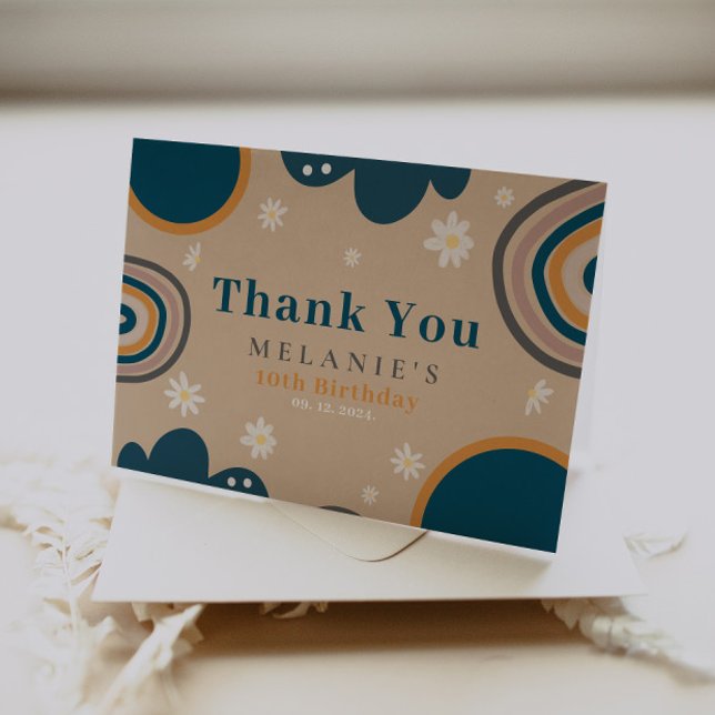 Carte De Remerciements Boho Rainbow Daisy Beige Anniversaire (Créateur téléchargé)