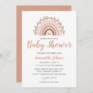 Carte De Remerciements Boho Rainbow Invitation, Baby shower bohème