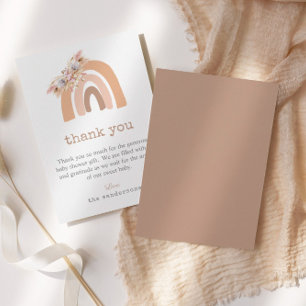 Carte De Remerciements Boho Rainbow Pampas rose Baby shower en herbe