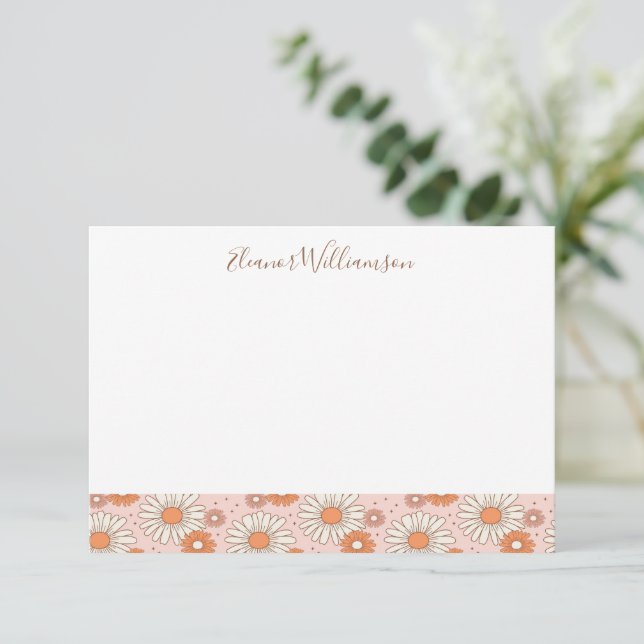 Carte De Remerciements Boho Retro Pastel Rose Floral Douche personnalisée (Debout devant)