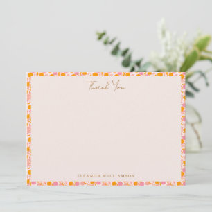 Carte De Remerciements Boho Rose Orange Floral Cute Baby shower personnal