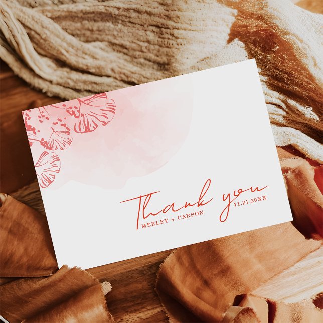 Carte De Remerciements Boho rustique aquarelle Mariage en terre cuite (Créateur téléchargé)