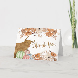 Carte De Remerciements Boho Rustique Boho Floral Highland Baby shower de 