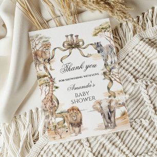 Carte De Remerciements Boho Safari Animaux Baby Shower Mixte