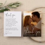 Carte De Remerciements Boho Script & Typographie classique Mariage photo<br><div class="desc">Un carte de remerciements photo moderne qui correspond à notre collection Boho Script & Classic Typography 2 Photos Mariage. Cette conception comporte une photo fiançailles de votre choix et "merci" est écrit dans un script manuscrit boho. Le dos du design comporte un message de remerciement chaleureux personnalisé pour l'express de...</div>