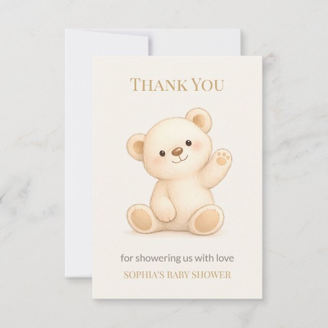 Carte De Remerciements Boho Teddy Bear Baby Shower (Devant)