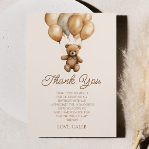 Carte De Remerciements Boho Teddy Bear Beary Premier anniversaire fête