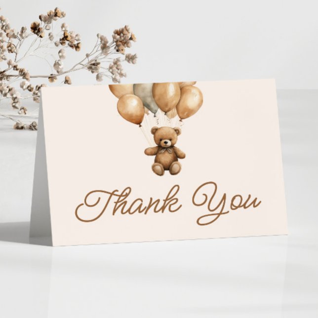Carte De Remerciements Boho Teddy Bear Beary Première fête d'anniversaire (Créateur téléchargé)