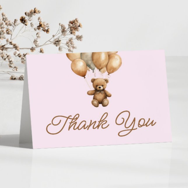 Carte De Remerciements Boho Teddy Bear Beary Première fête d'anniversaire (Créateur téléchargé)