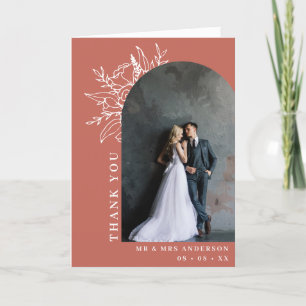 Carte De Remerciements Boho Terracotta Arche Florale Mariage photo plié