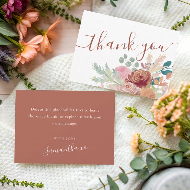 Carte De Remerciements Boho Terracotta & Blush Thank You Bridal Shower  (Créateur téléchargé)