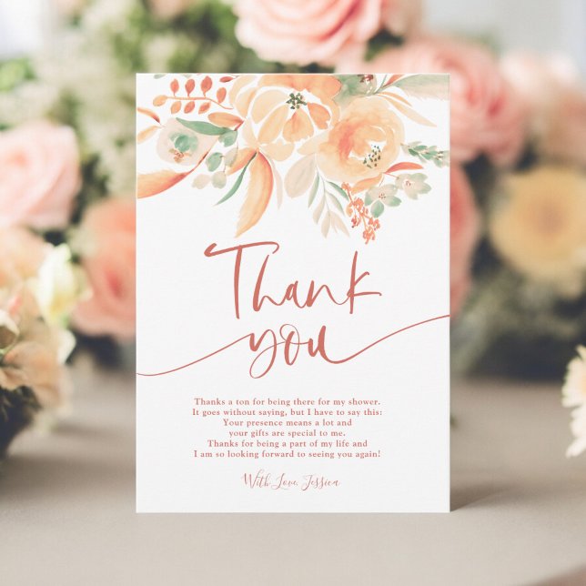 Carte De Remerciements Boho Terrasse Peint à la main Fête de Mariage (Boho Terracotta Hand-Painted Bridal Shower Thank You Card)