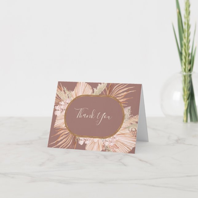 Carte De Remerciements Boho Tropical Botanical | Dusty Rose (Devant)