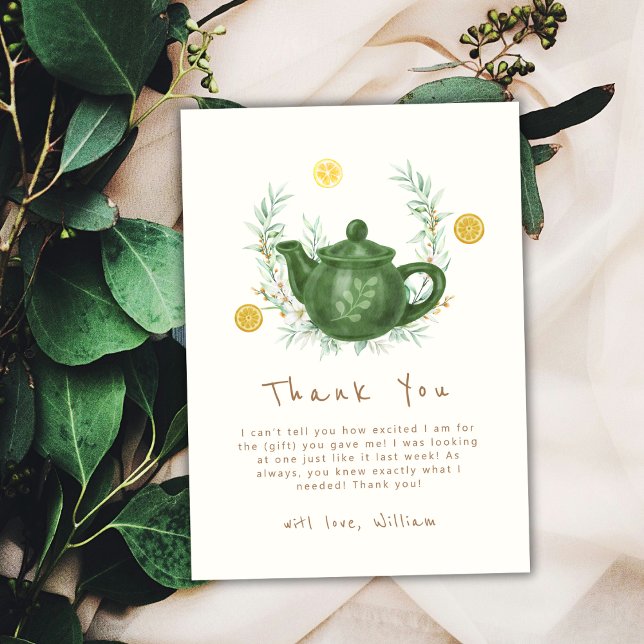 Carte De Remerciements Boho verdure Baby Shower thé à l'orange (Boho Greenery Orange Par-Tea Baby Shower Thank You Card)