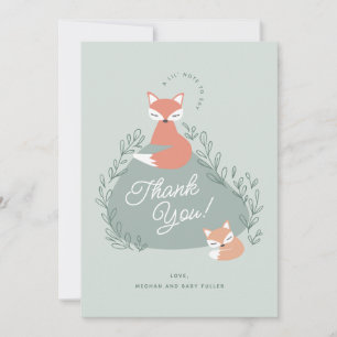 Carte De Remerciements Boho Vert Boho Bois renards Baby shower plat