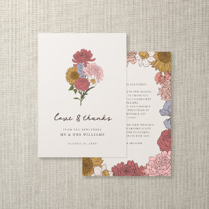 Carte De Remerciements Boho Vintage Floral Automne Jardin Mariage