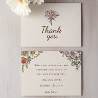 Boho Vintage Floral Beige Baby Shower