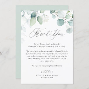Carte De Remerciements Boho Watercolor Eucalyptus Feuille Mariage
