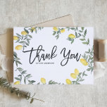 Carte De Remerciements Boho Watercolor Lemon Wreath été<br><div class="desc">Merci à votre famille et à vos amis d'avoir participé à votre événement avec cette carte de remerciements au citron. Il présente une couronne d'aquarelle de citrons et de verdure. Personnalisez en ajoutant des noms et des messages. Ce carte de remerciements citron est parfait pour les mariages d'été et citron,...</div>