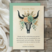 Boho Western Floral Bull Cow Mariage crâne