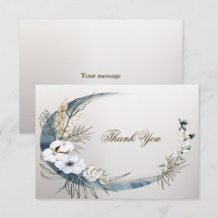 Carte De Remerciements Boho White Orchidée Fleurs Blue Moon Elegant Party