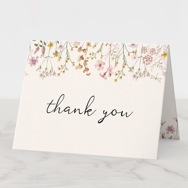 Carte De Remerciements Boho Wildflower Baby Shower Folded Thank You Card (Créateur téléchargé)