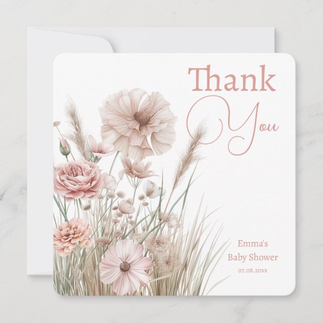 Carte De Remerciements Boho Wildflower Thank You Card (Devant)