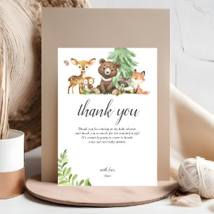 Carte De Remerciements Boho Woodland Animaux Baby shower rustique